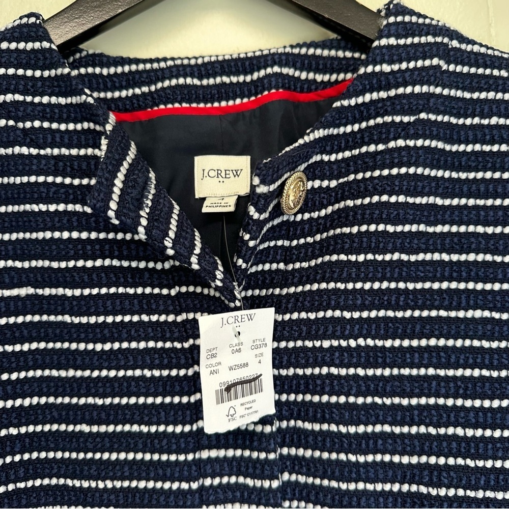 NWT J. CREW Tweed Lady Jacket Antique Navy Ivory Stripe - Picture 6 of 10